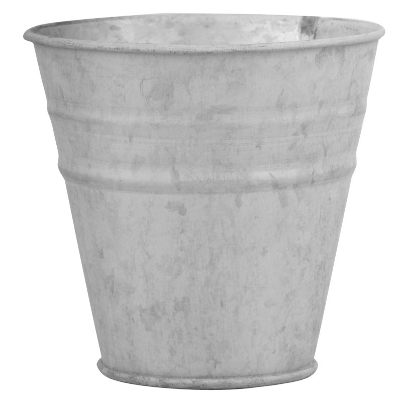 Old Zinc Flower Pot, H11.7 x W12.4 x D12.4cm