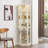 Lighted Glass Display Cabinet With Adjustable Shelves And Carved Decoration, Perfect For Home Or Office Use-632284892