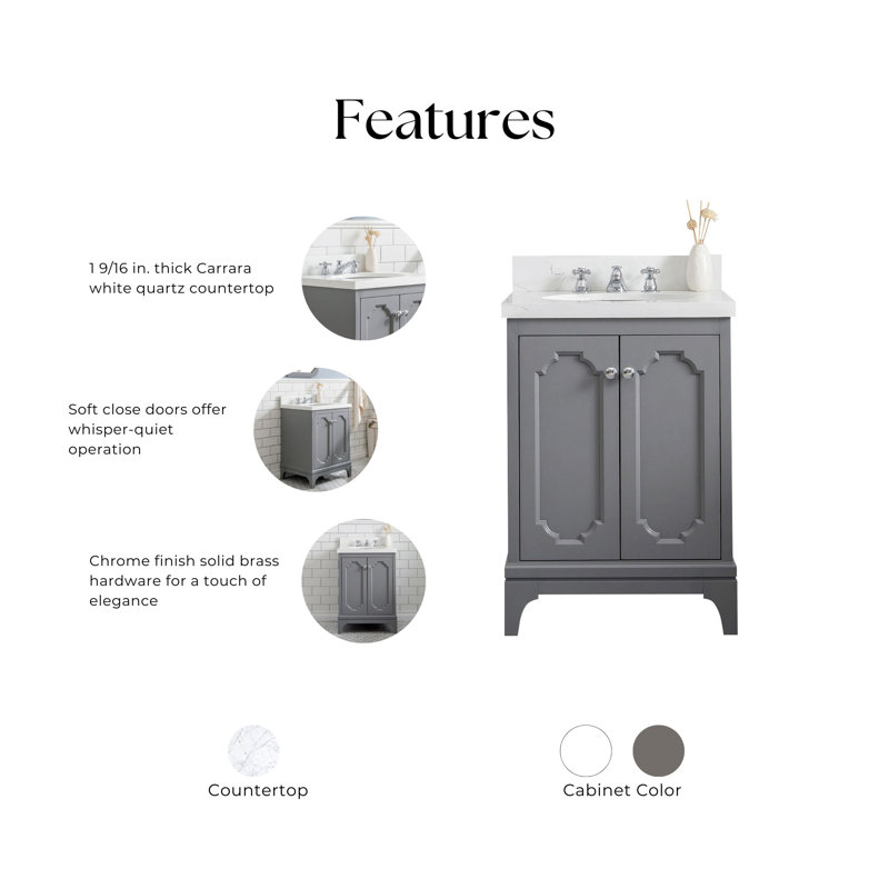 Queen 24" Single Bathroom Vanity Set with Mirror, Cashmere Gray