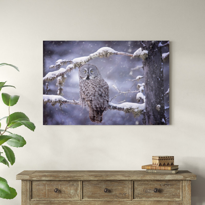 Hibou dans la neige III, H 32 po x l 48 po x P 1 po