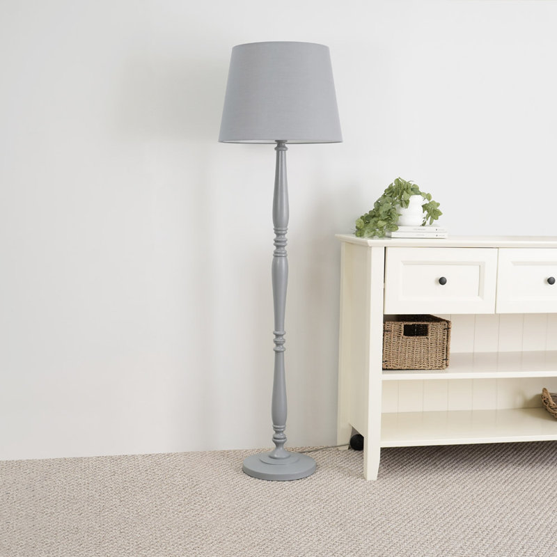 Arialdo 156cm Traditional Floor Lamp, Matte White, Grey