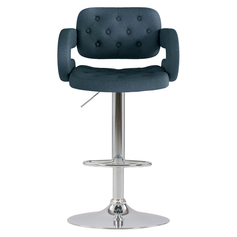 Tabouret de bar rotatif à hauteur ajustable Quira, Bleu foncé