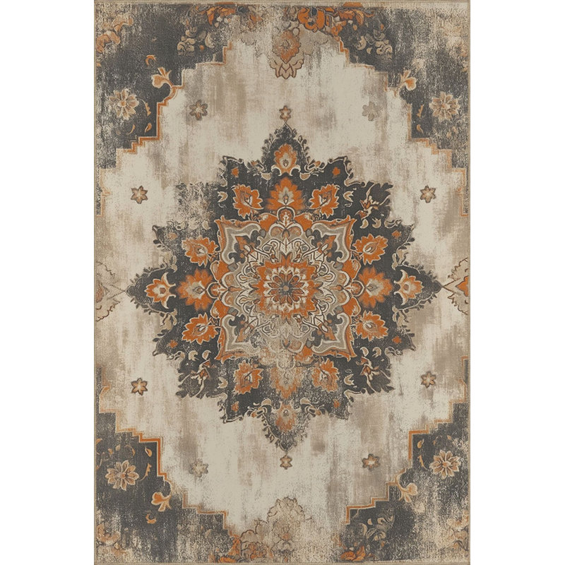 Tapis traditionnel lavable à motif d'étoiles Star, Sous-tapis carré 3 pi 11 po inclus