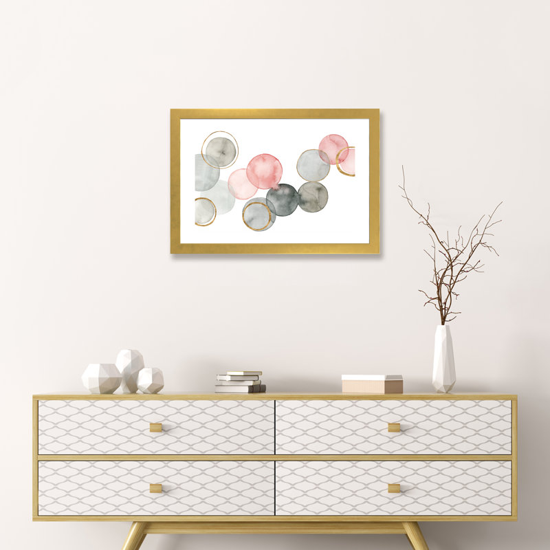 «Gilded Spheres II» par Grace Popp - impression encadrée, H 16 po x l 24 po x P 1 po, Papier encadré doré