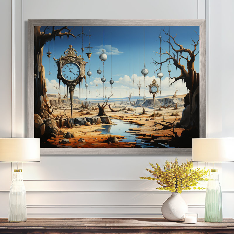 Chef-d'œuvre «The Persistance of Memory surrealism II», œuvre d'art, H 16 po x l 32 po x P 1 po, Cadre simple argenté