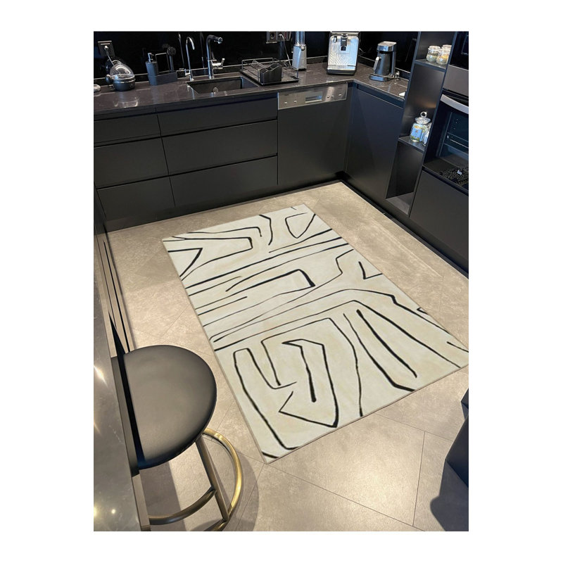 Tapis décoratif rayé à motif de peinture lavable, Tapis de couloir 3 pi 3 po x 9 pi 10 po