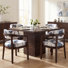 Ensemble de salle à manger contemporain pour 4 personnes avec table cannelée et chaises en bois d'hévéa Drake