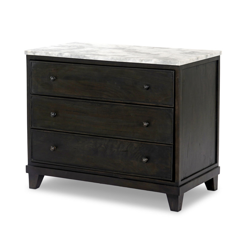 Odette Nightstand-antique Belgium Bleach, Dark Reclaimed/White Statuario Marble