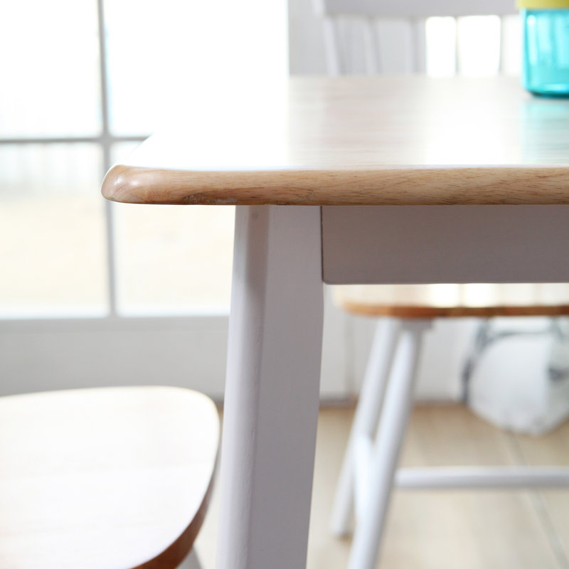 Gladkowski Oak Solid Wood Modern Dining Table, Oak Top/White Base