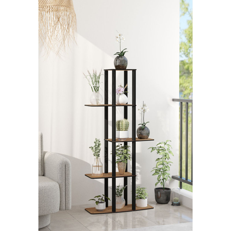 Tall Vertical Shelving Units - Plant Stand, Walnut