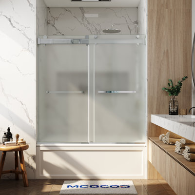 Opal Mirage MCOCOD 56-61"W x 66"H Double Sliding Frameless Soft Close Tub Door with 3/8"(10mm)Frosted Glass