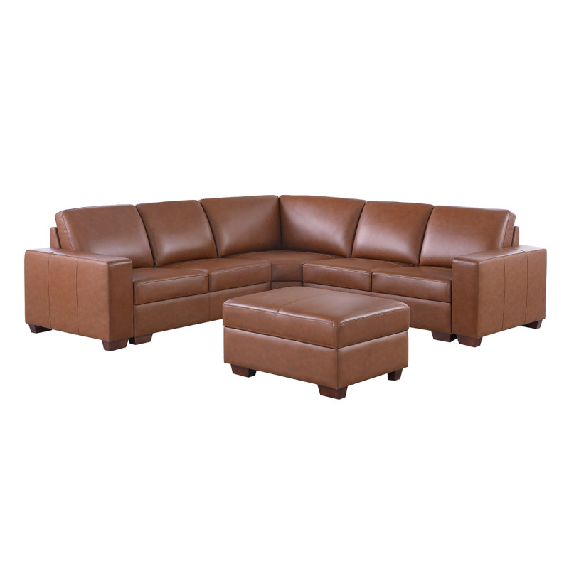 Ensemble modulaire de salon de luxe 5 pièces Ruocco, Cuir véritable brun