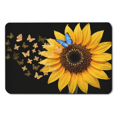 Tapis de bain Cheerful Sunflower Butterfly - 16 x 24