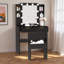 Meuble-lavabo noir avec lumières Hollywood, coiffeuse avec station de charge, tiroirs, tablettes et tabouret de rangement | Idée de cadeau
