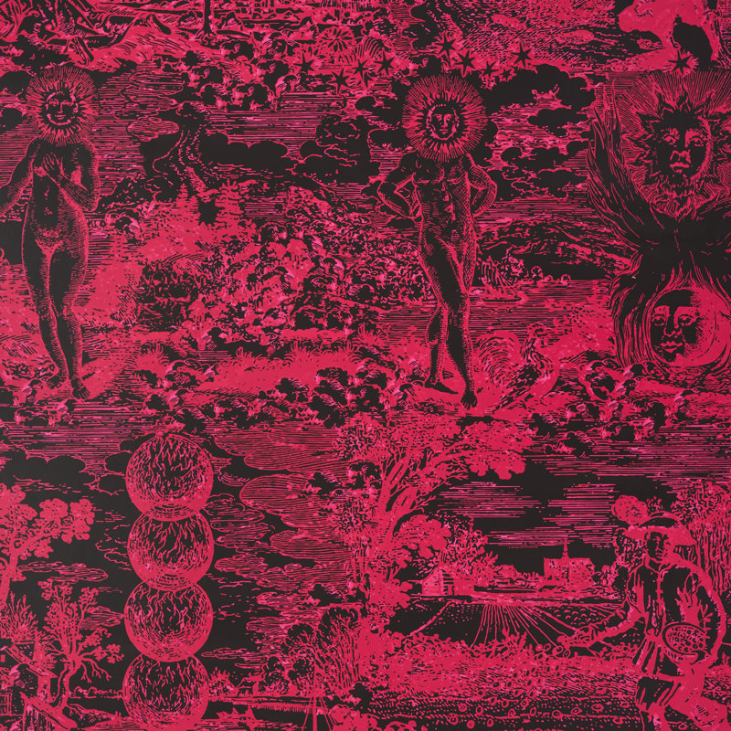 Schumacher x Johnson Hartig Modern Toile Wallpaper, Pink/Black