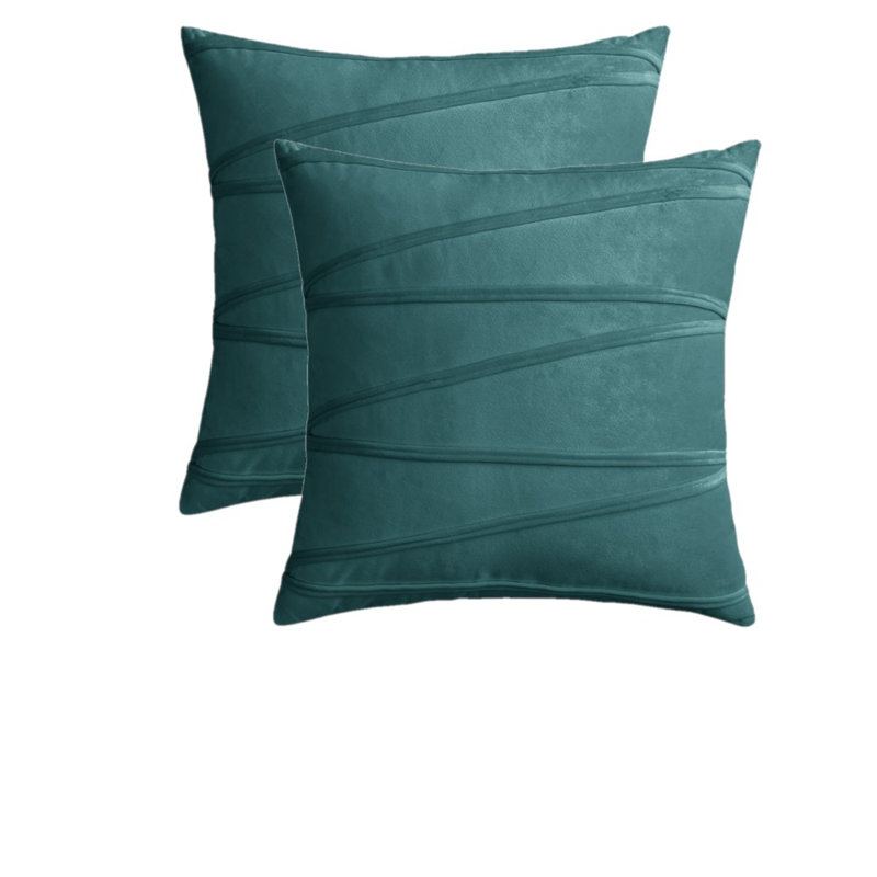 Throw Velvet Cross Lines  Square Cushion Covers Cushion Covers, 20" x 20", Teal