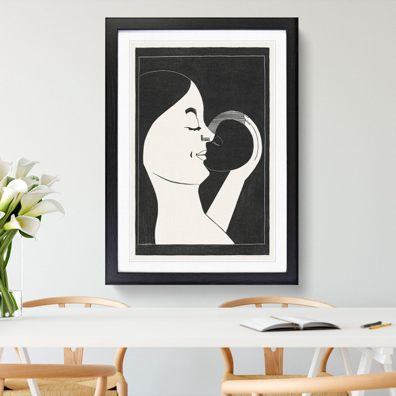 Mother And Child by Samuel De Mesquita - Picture Frame Graphic Art, 90cm H x 65cm W x 2cm D, Black Framed