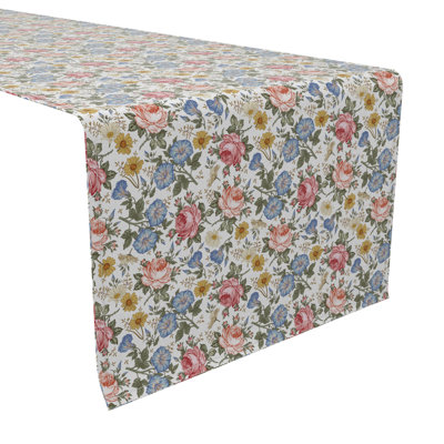 Rectangular Floral Cotton Twill Table Runner