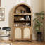 Armoire pour garde-manger arquée 63 "avec tablettes réglables en rotin et portes 63"-1744157023