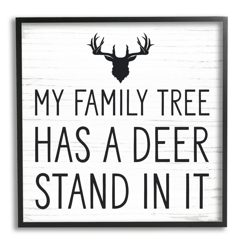 «Witty Deer», citation de bois rustique Lodge, H 17 po x l 17 po x P 1,5 po, Giclée encadrée noir minuit