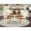 "Ensemble de table de salle à manger 3 pièces pour petits espaces comprenant une table de cuisine ronde avec piédestal et 2 chaises de salle à manger en tissu de lin, 36 po x 36 po, babeurre et cerise -600105956-600105957-600108058