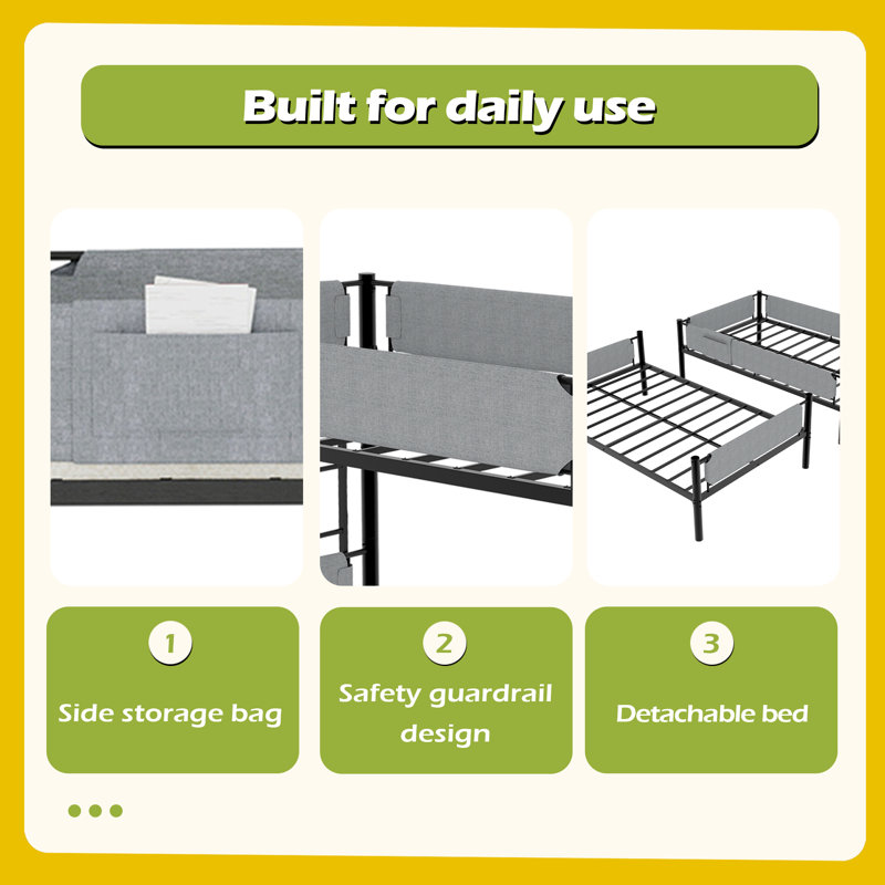 Twin Over Twin Bunk Bed, Noir