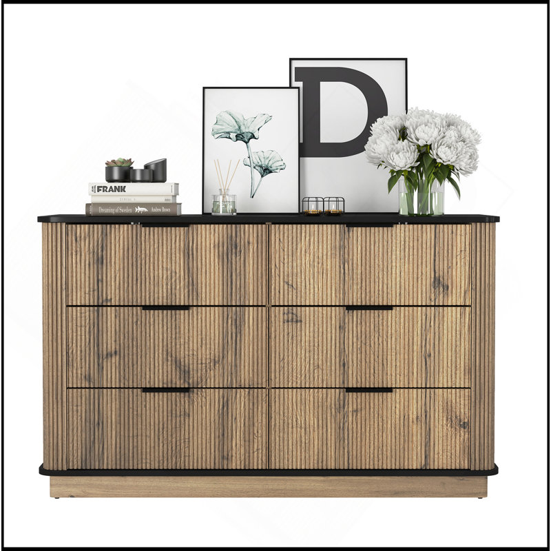 Modern Multi-Functional Six-Drawer MDF Cabinet,The Perfect Combination Of Rounded Corners And Multifunctional Design