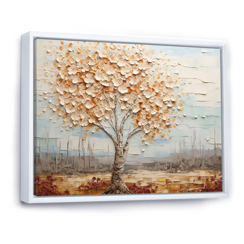 Arbre de minimalisme américain Basswood III - arbre, art mural, Cadre de coin blanc fermé, H 34 po x l 44 po x P 1,5 po