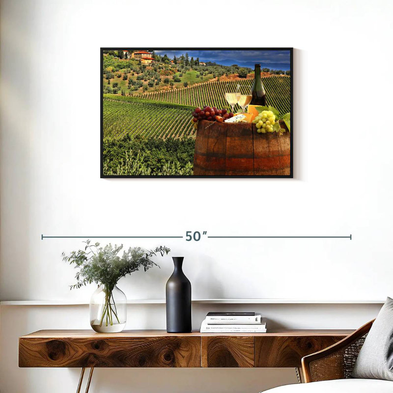 Vin blanc toscan, 31 po x 21 po, Cadre flottant noir