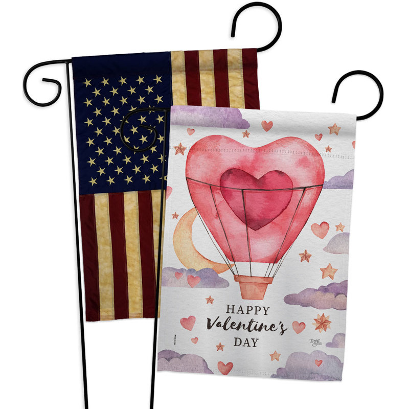 Drapeau de jardin ballon en polyester 18 x 13 po pour la Saint-Valentin
