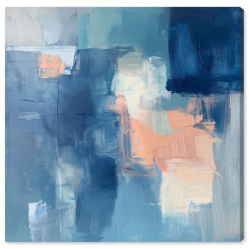 «Whispering Blue II», art abstrait bleu par , Toile tendue, H 12 po x l 12 po