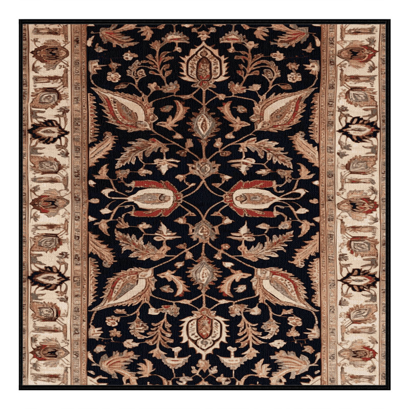 Machine Washable Persian Brown Area Rug, Square 3'