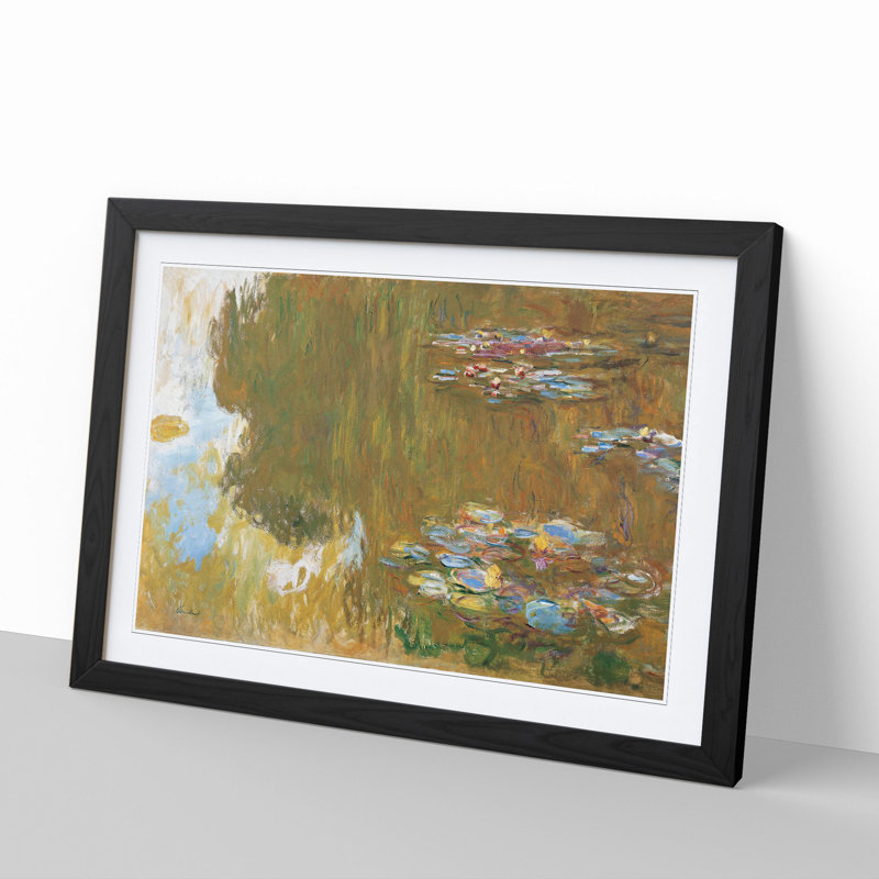 Water Lilies Lily Pond Vol.7 by Claude Monet - Picture Frame Painting, 36cm H x 48cm W x 2cm D, Black