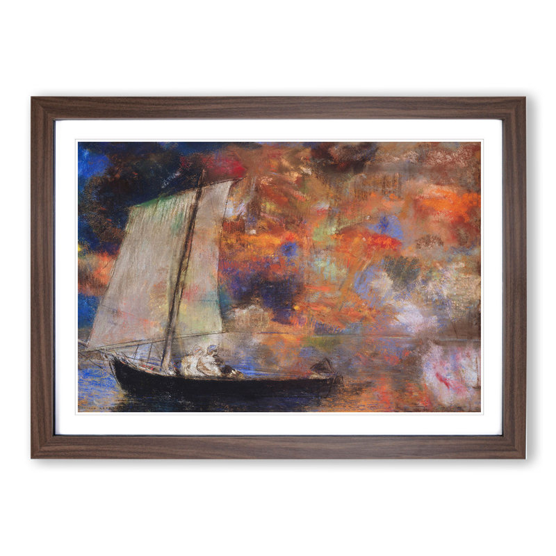 Flower Clouds by Odilon Redon - Framed Print, 27cm H x 36cm W x 2cm D, Walnut Framed