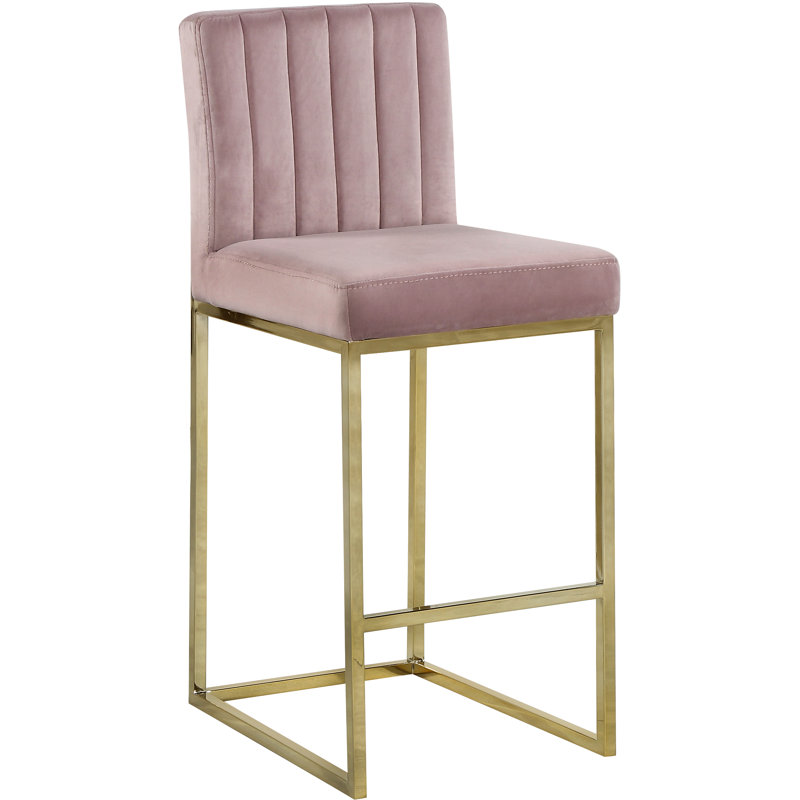 Tabouret de comptoir 26 po Amberdawn, Or poli, Rose