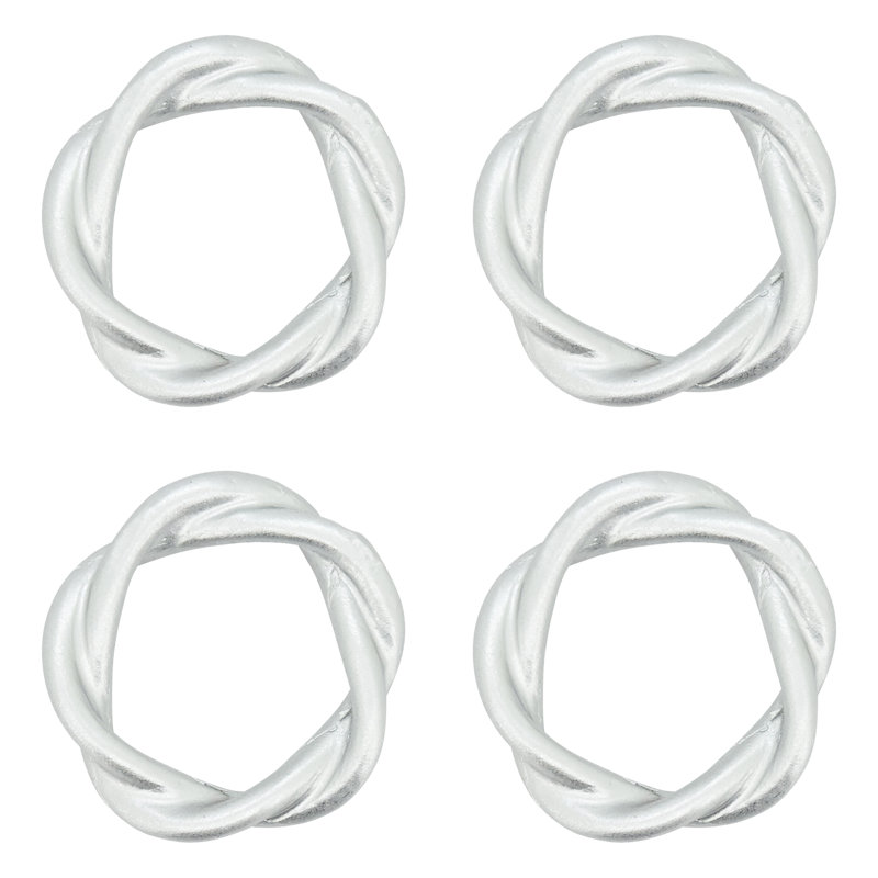 Silver Twisted Resin Napkin Rings Set of 4