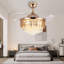 Gold Crystal Ceiling Fan With Lights, 3 Colour Dimmable, Remote Control, Quiet Flush Mount For Bedroom-35026026