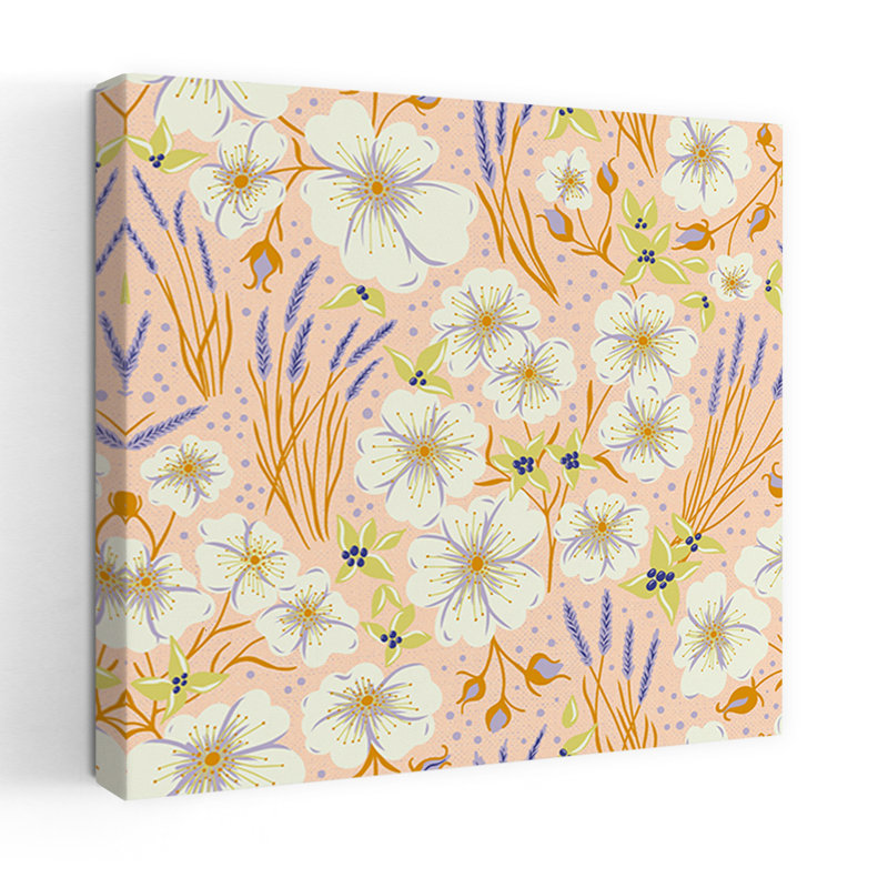 Art contemporain délicat printemps-été lavande, H 48 po x l 48 po