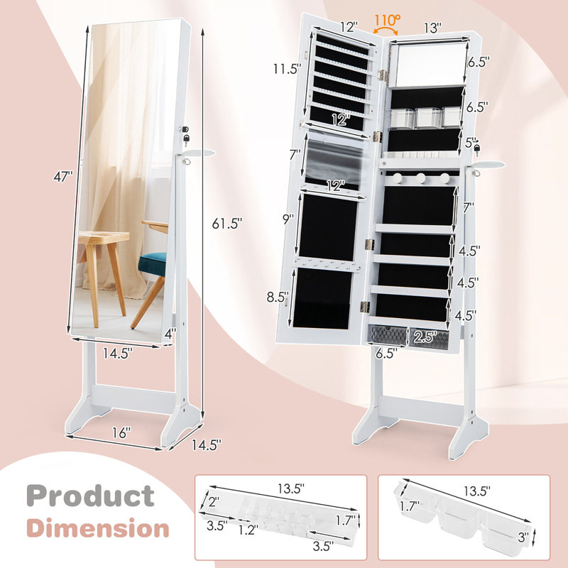 Armoire à bijoux Winston Porter, Blanc