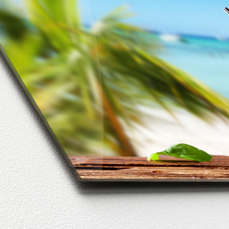 Cocktail with Lime I 1 Piece Wall Art on Glass, 50 cm H x 125 cm W x 1.4 cm D