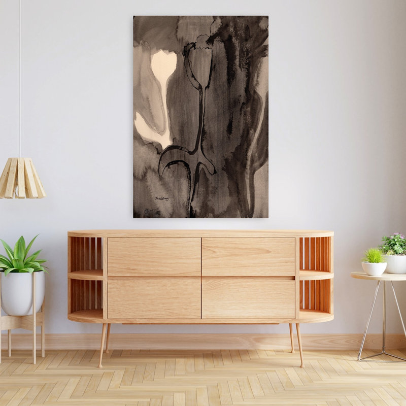 Contemporary Art Abstract Dramatic Modern Flower Art, 48" H x 32" W