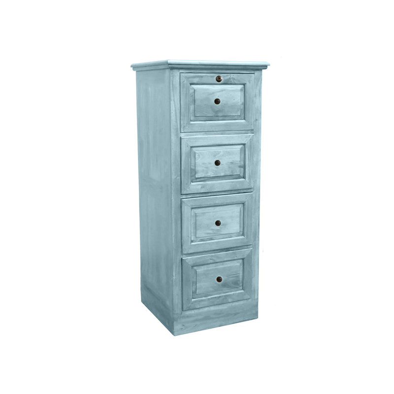 Savannah Traditional Solid Wood 4 Drawer File Cabinet, Interesting Aqua