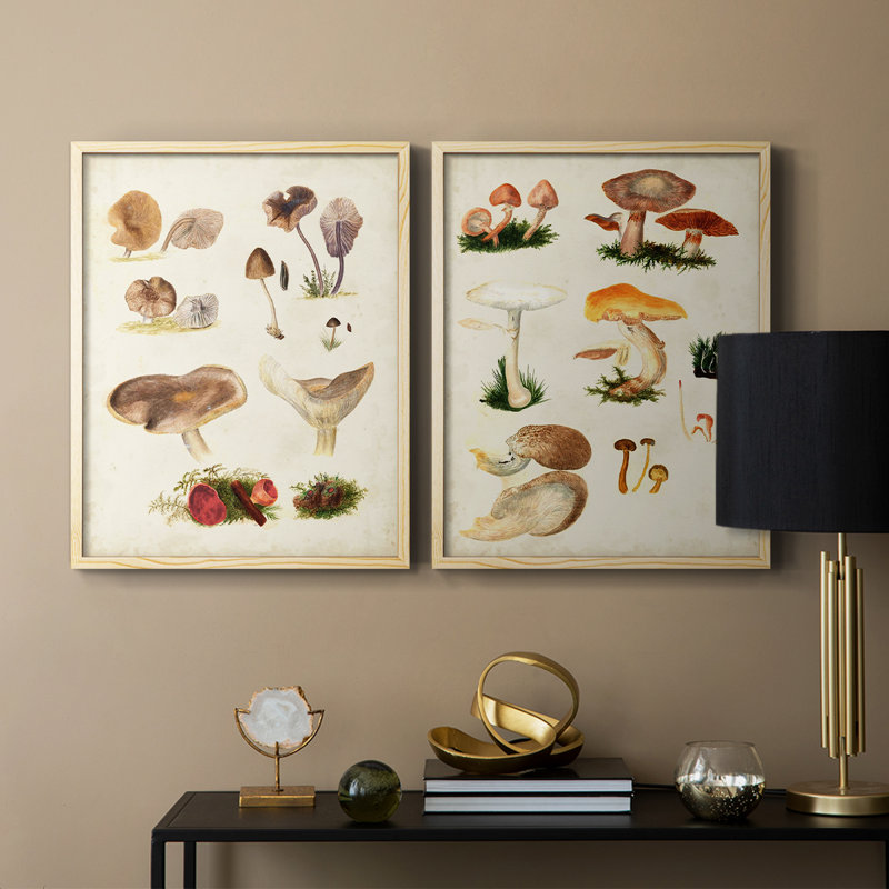 Champignon III - Reproduction encadrée de qualité supérieure - prêt à être accroché - aucun clou requis - aucun clou requis