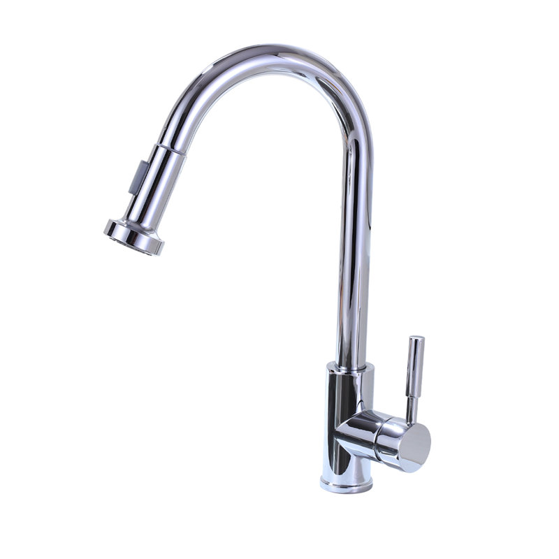 Robinet de cuisine rétractable à un trou et à poignée simple Topcraft, Chrome chrome