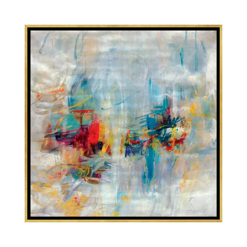 " New Decade " by Julian Spencer, No Mat, 37" H x 37" W x 1.5" D, Gold Framed