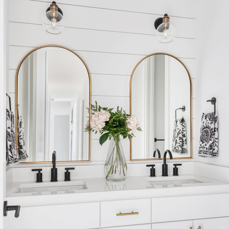 Arch Metal Arched Wall Mirror, 36'' x 24'', Gold