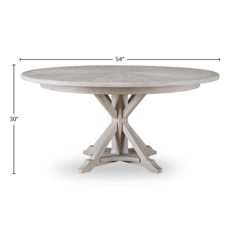 Camden Round Solid Oak Dining Table, 30"H x 64"L x 64"W, White Rustic