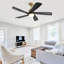 Ventilateur de plafond 52 pouces avec lumière DEL à intensité variable et 5 pales en bois massif-429534457-429534462