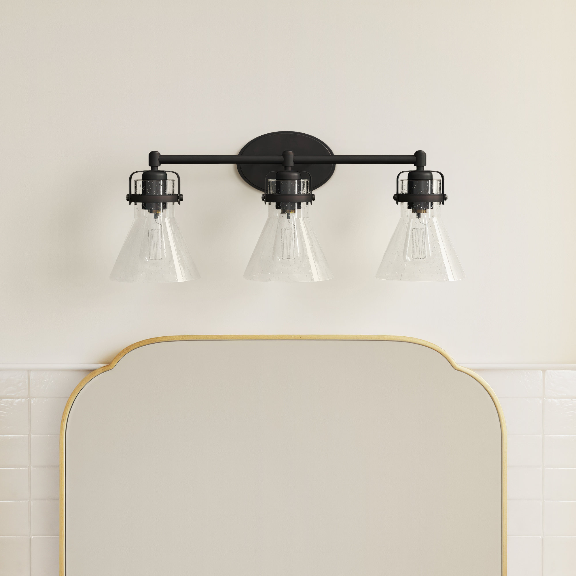 Urbana Seeded Dimmable Vanity Light, 3, No, Oil Rubbed Bronze