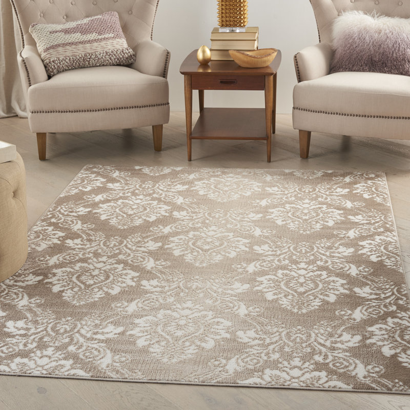 Tapis floral ivoire Rheba, Rectangle 4 pi x 6 pi